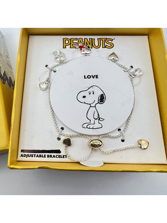 La Rocks Jewelry - Peanuts Snoopy Love Adjustable Charm Bracelet LA Rocks New Gift Box NIB 2025